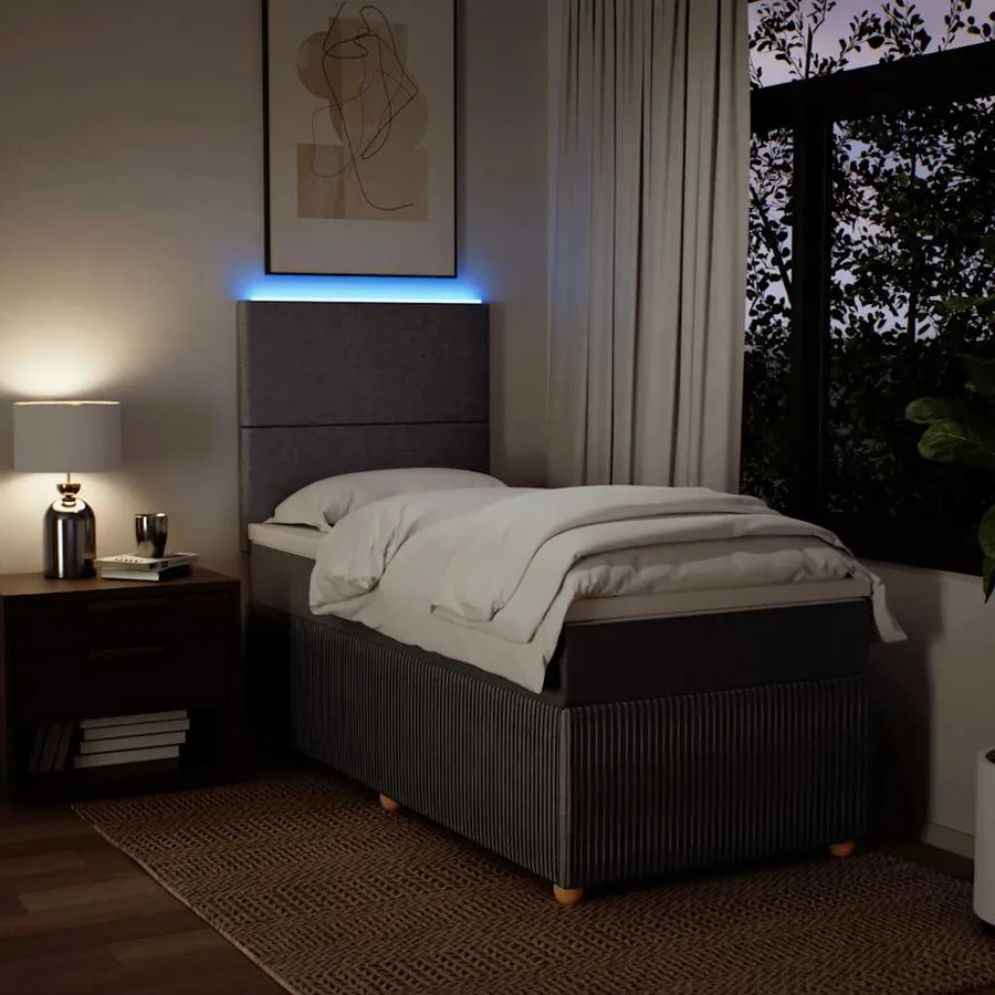 Sommier à lattes de lit avec matelas Taupe 90x200 cm Tissu - 4