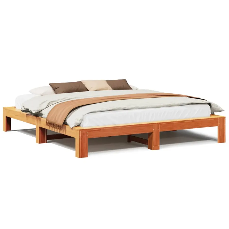 Cadre de lit sans matelas cire marron 180x200cm bois pin massif - 2