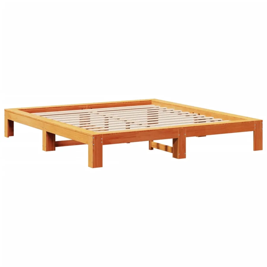 Cadre de lit sans matelas cire marron 180x200cm bois pin massif - 3