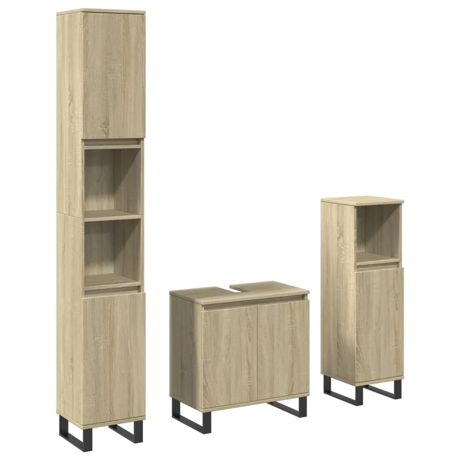 Ensemble de meubles de salle de bain 3 pcs chêne sonoma - 2