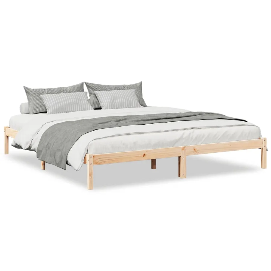 Cadre de lit extra long sans matelas 200x210 cm bois massif pin - 2