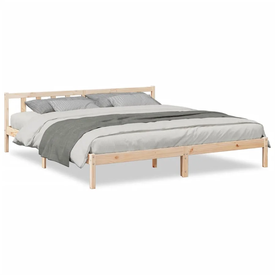 Cadre de lit extra long sans matelas 180x220 cm bois massif pin - 2