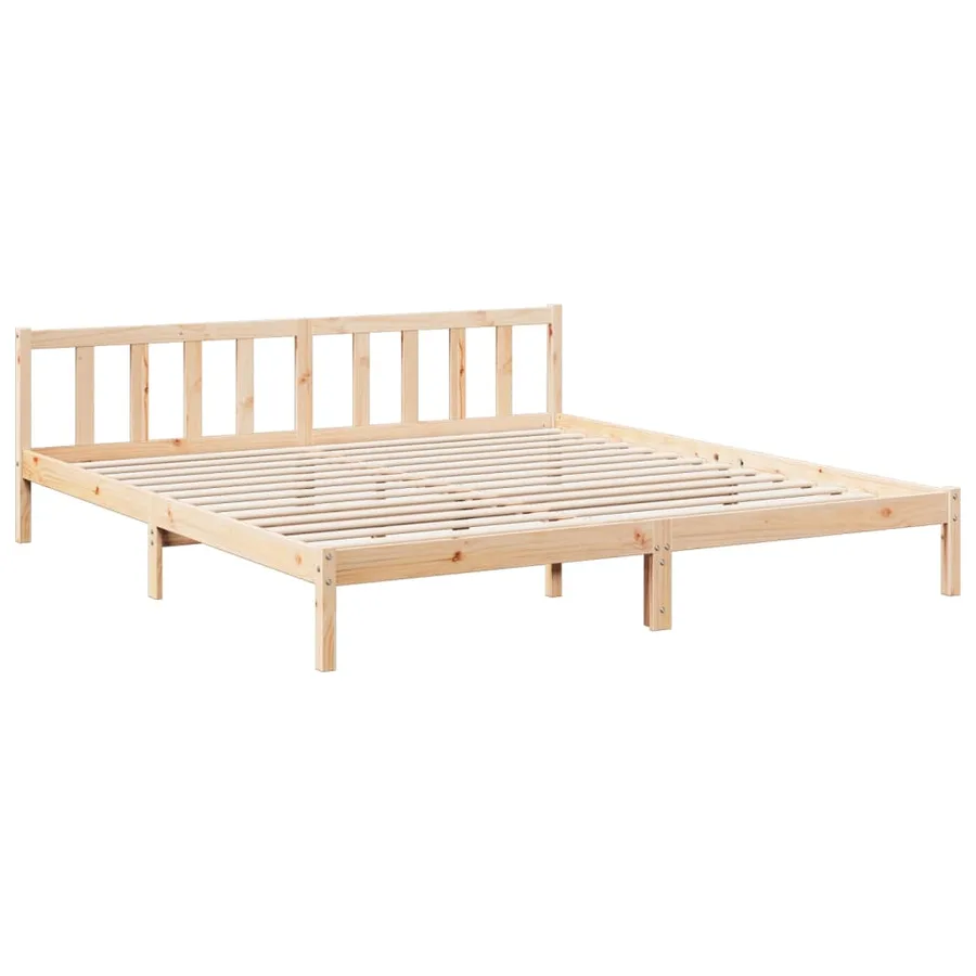 Cadre de lit extra long sans matelas 180x220 cm bois massif pin - 3