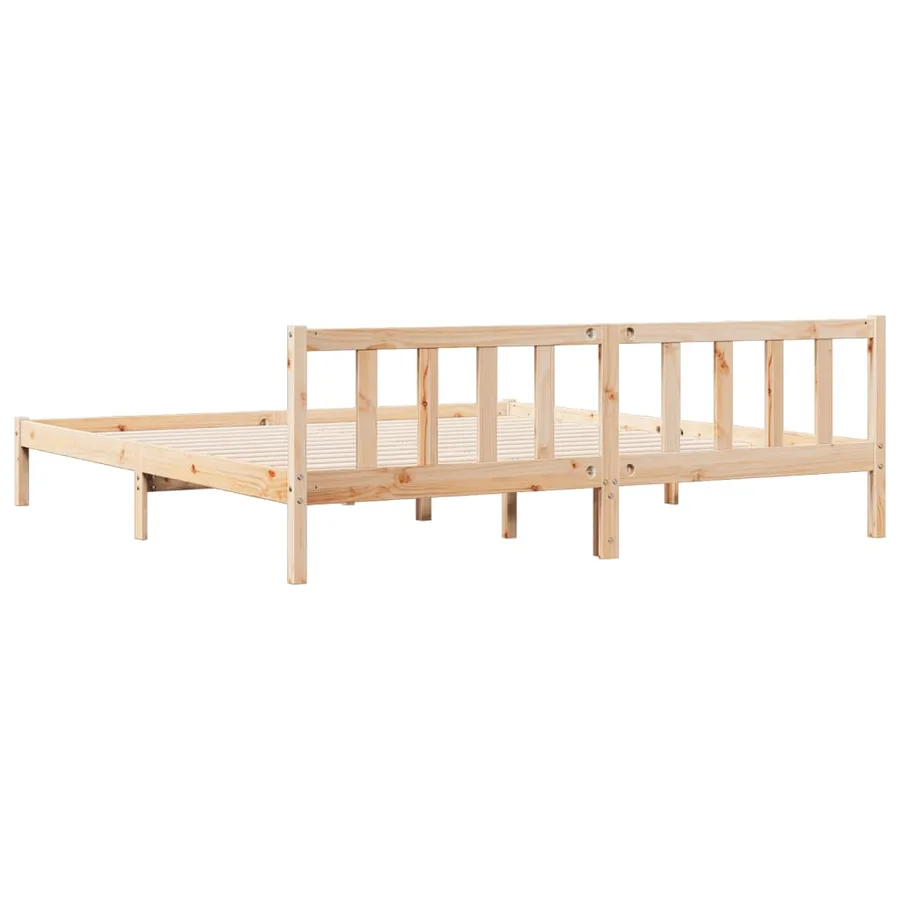 Cadre de lit extra long sans matelas 180x220 cm bois massif pin - 6