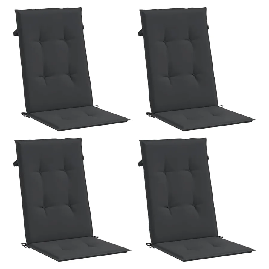 Coussins de chaise de jardin à dossier haut lot de 4 noir tissu - 3
