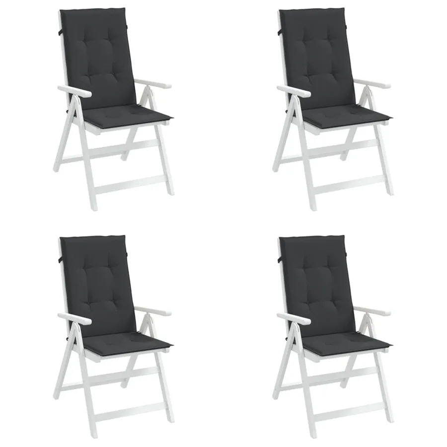 Coussins de chaise de jardin à dossier haut lot de 4 noir tissu - 4