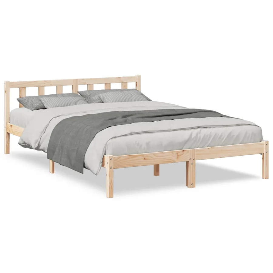 Cadre de lit extra long sans matelas 160x220 cm bois massif pin - 2