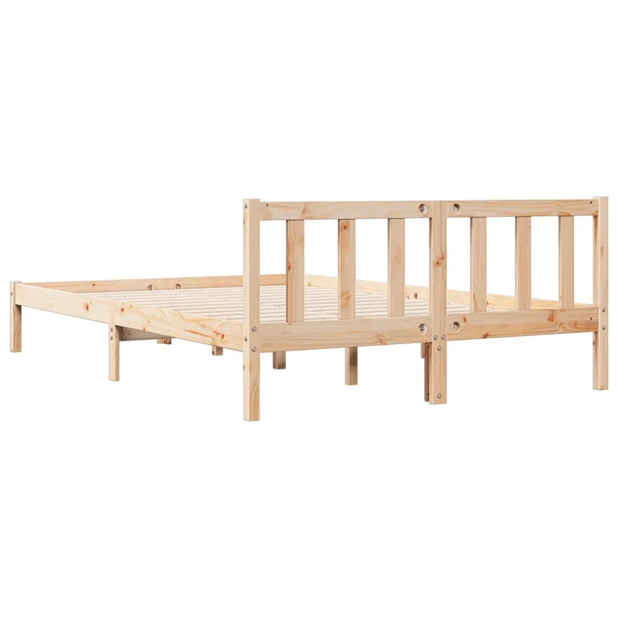 Cadre de lit extra long sans matelas 160x220 cm bois massif pin - 5