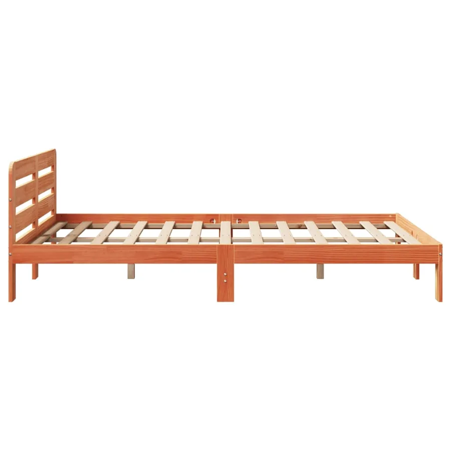 Cadre de lit sans matelas cire marron 140x200cm bois pin massif - 5