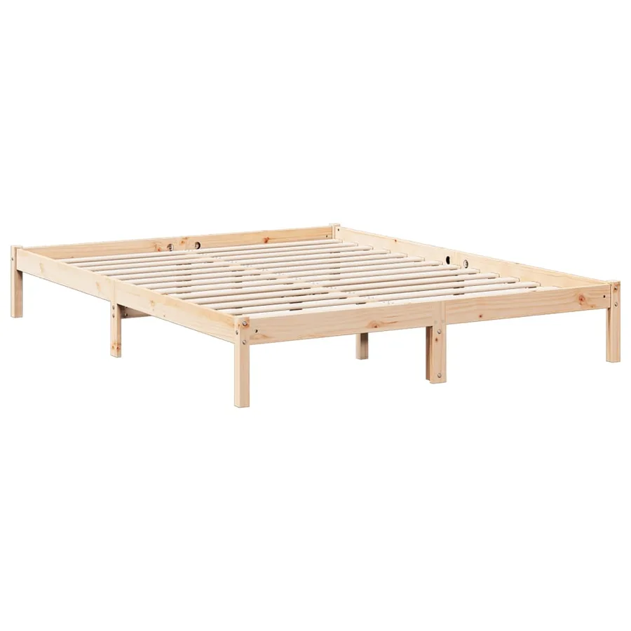 Cadre de lit extra long sans matelas 140x210 cm bois massif pin - 6