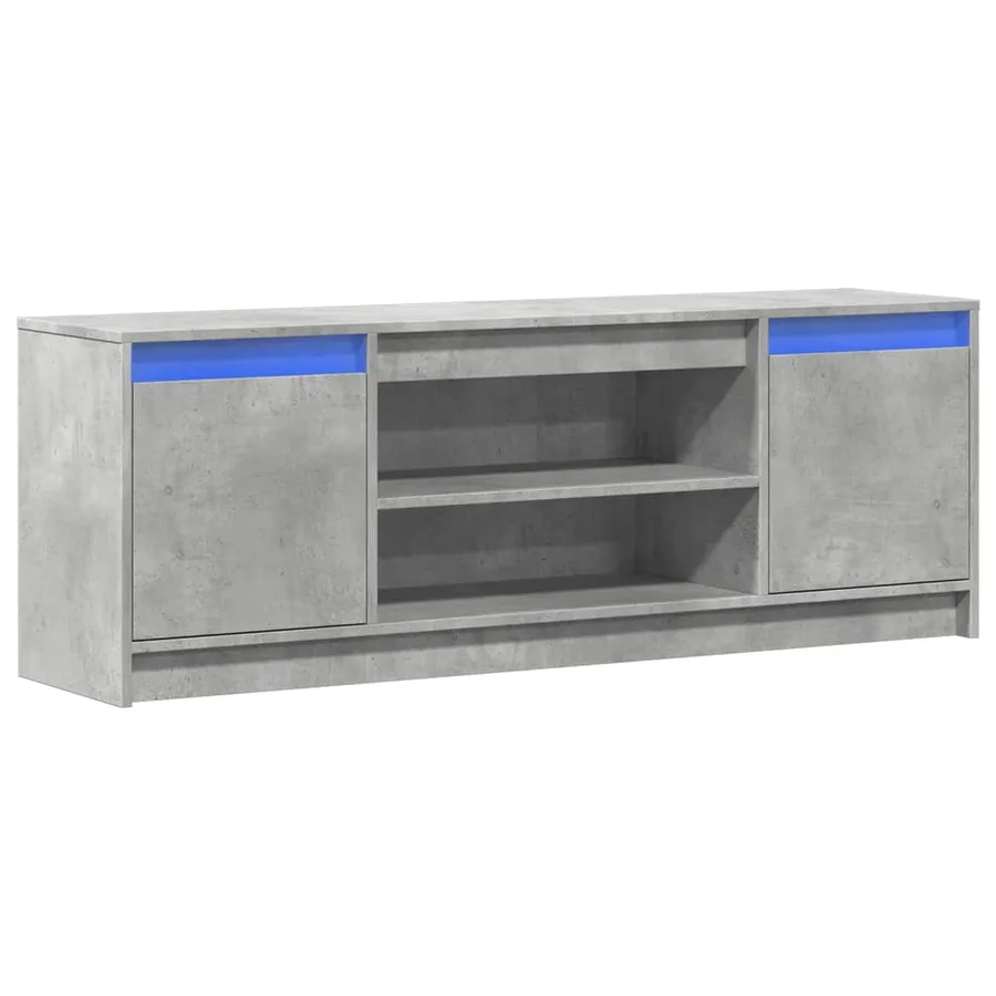 Meuble TV avec LED gris béton 139,5x34x50 cm bois d'ingénierie - 3