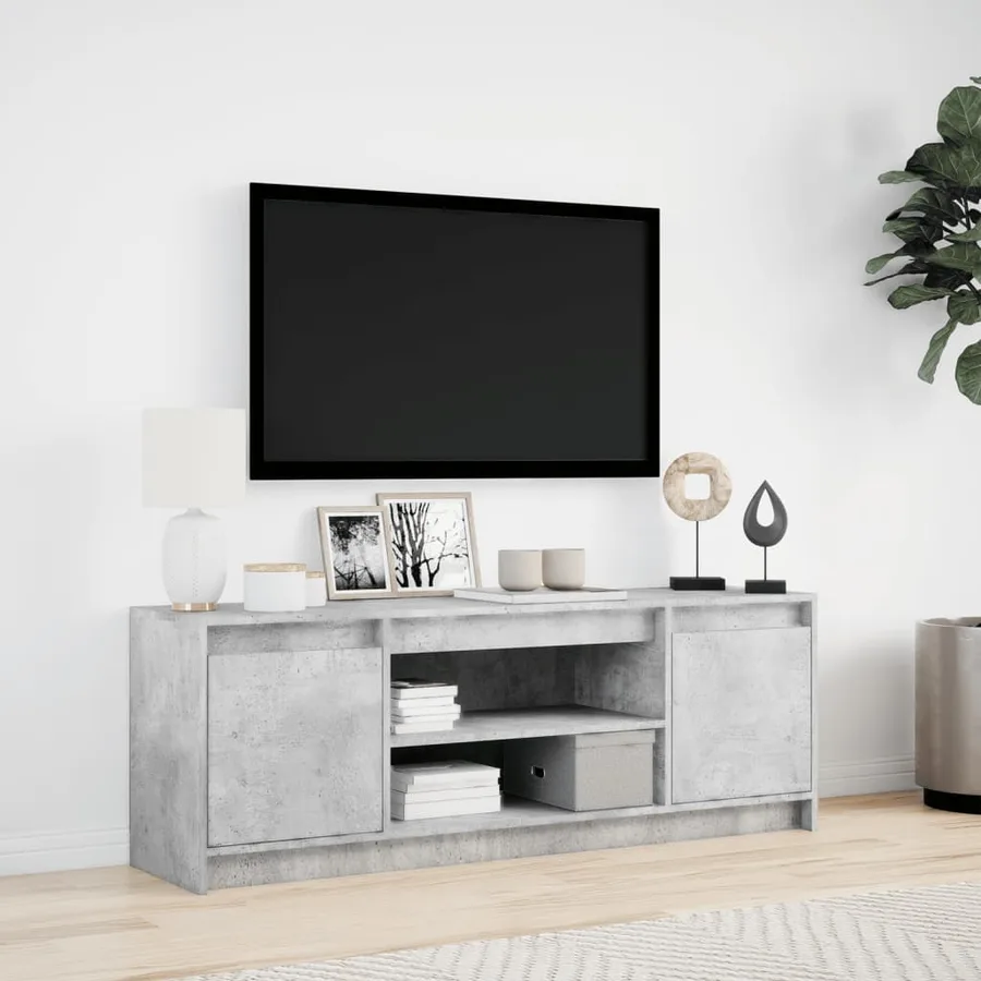 Meuble TV avec LED gris béton 139,5x34x50 cm bois d'ingénierie - 4