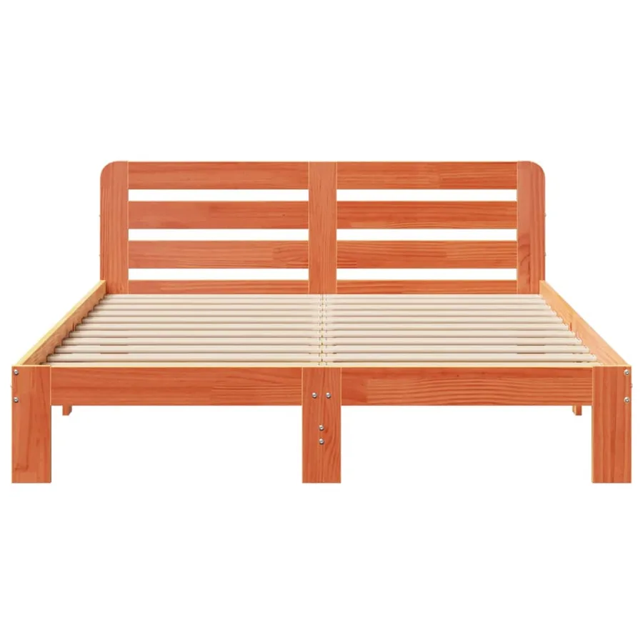 Cadre de lit sans matelas cire marron 120x190cm bois pin massif - 4