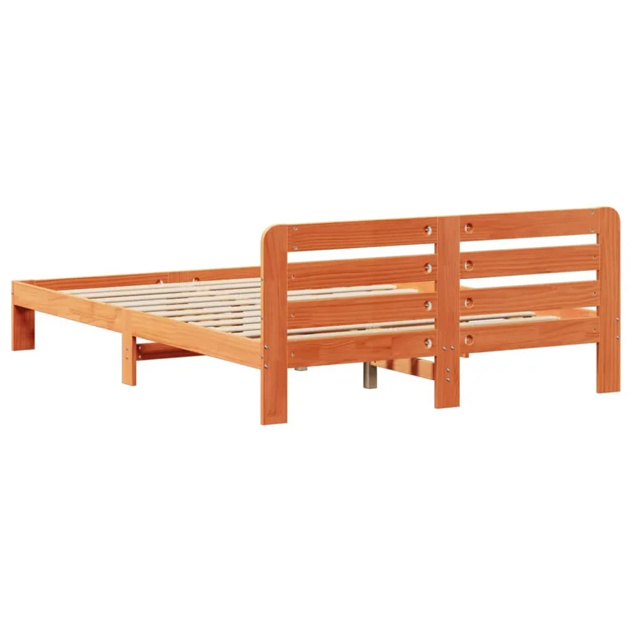 Cadre de lit sans matelas cire marron 120x190cm bois pin massif - 6