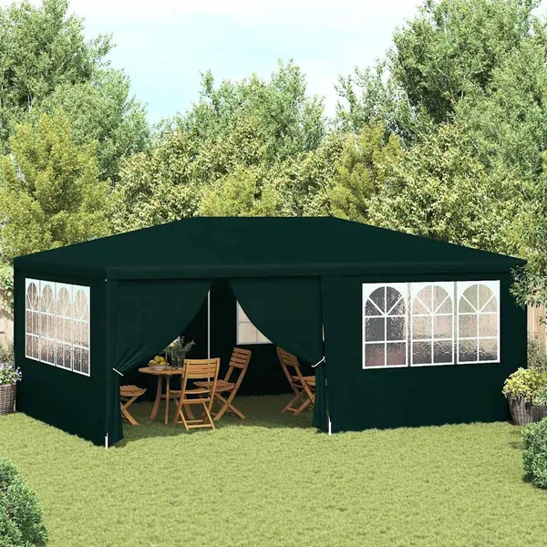 Tente de réception avec parois latérales 4x6 m Vert 90 g/m²