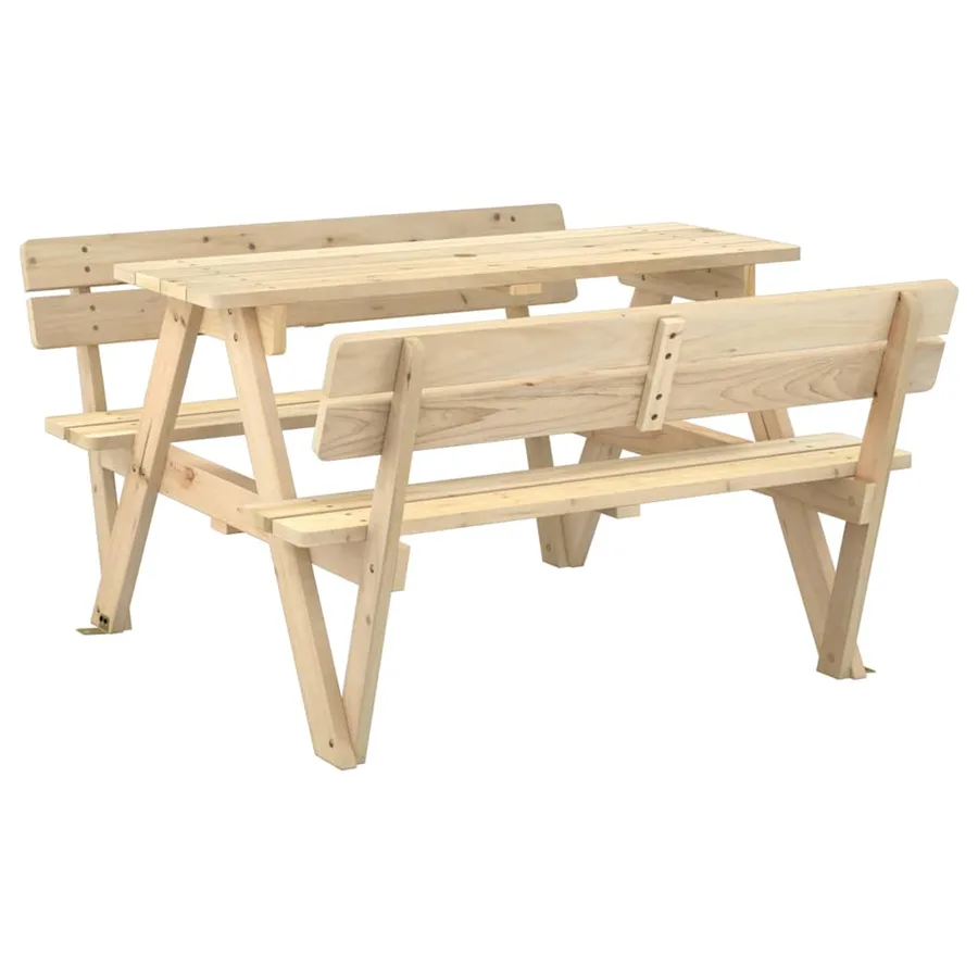 Table de pique-nique pour 4 enfants avec trou de parasol sapin - 6