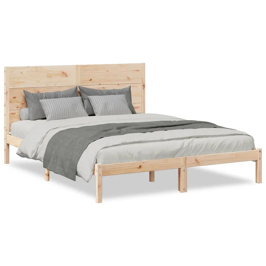 Cadre de lit extra long sans matelas 160x220 cm bois massif - 2