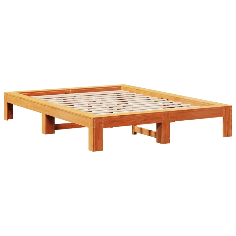Cadre de lit sans matelas cire marron 140x190cm bois pin massif - 3