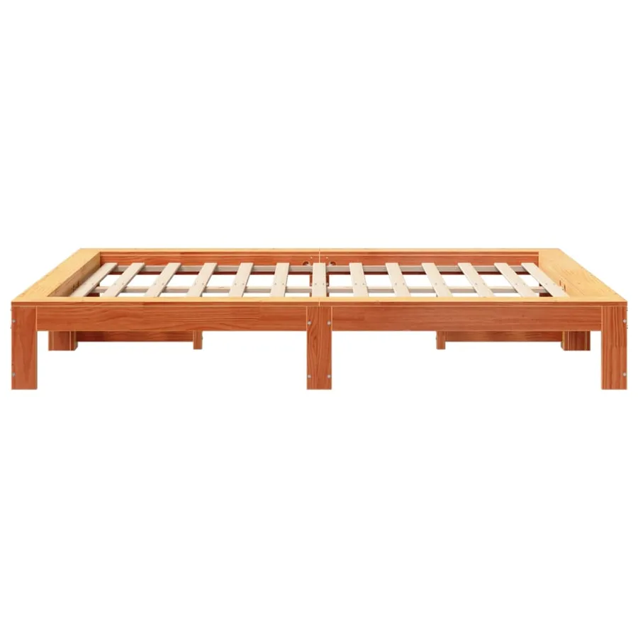 Cadre de lit sans matelas cire marron 140x190cm bois pin massif - 5