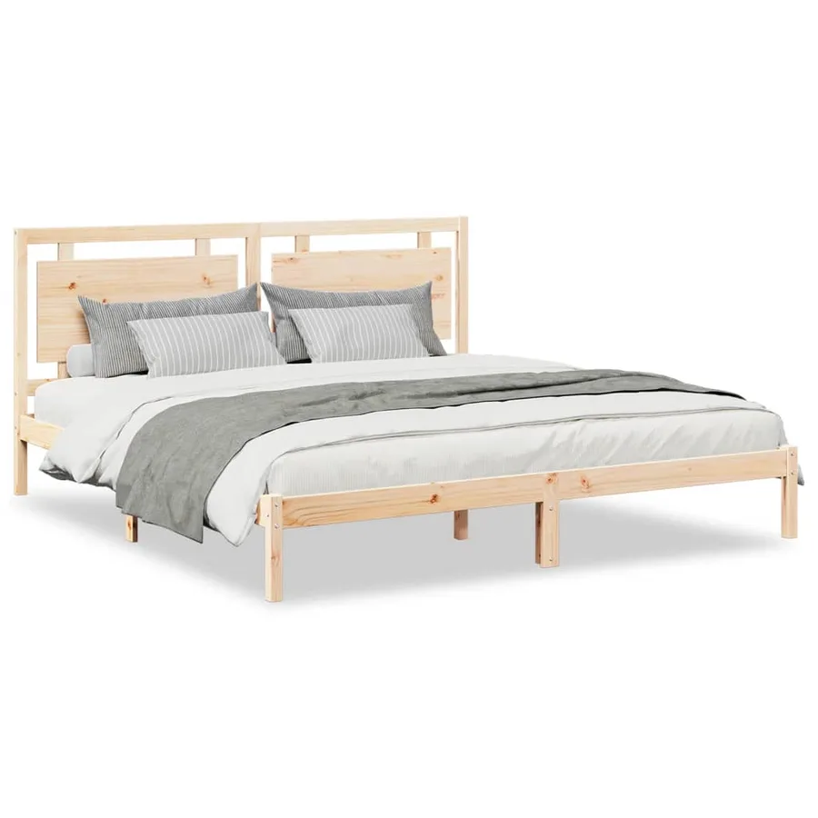Cadre de lit extra long sans matelas 180x220 cm bois massif - 2