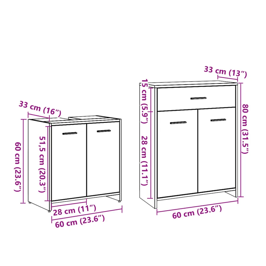 Ensemble de meubles de salle de bain 4 pcs chêne sonoma - 19