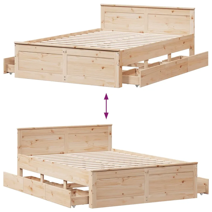 Cadre de lit sans matelas avec tête de lit 160x200cm pin massif - 10