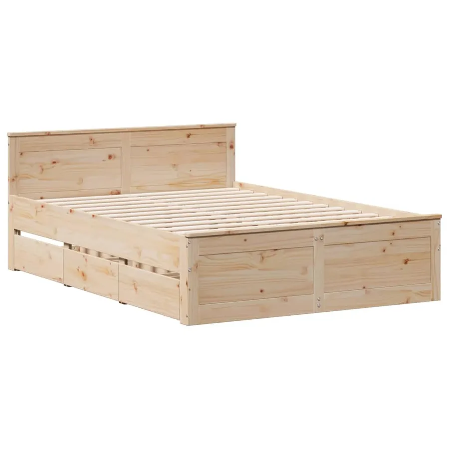 Cadre de lit sans matelas avec tête de lit 160x200cm pin massif - 3