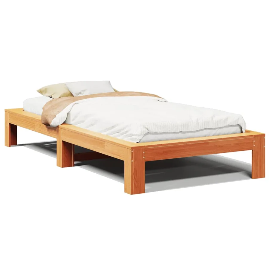 Cadre de lit sans matelas cire marron 90x200 cm bois pin massif - 2