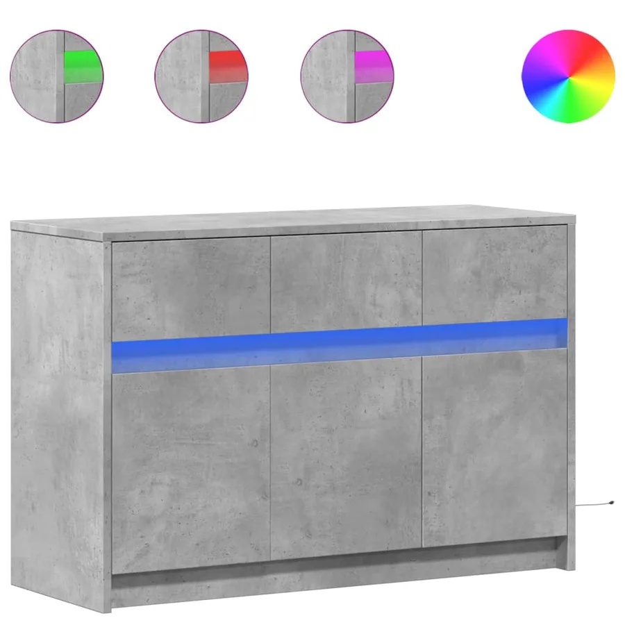 Meuble TV avec LED gris béton 91x34x61 cm bois d'ingénierie - 2