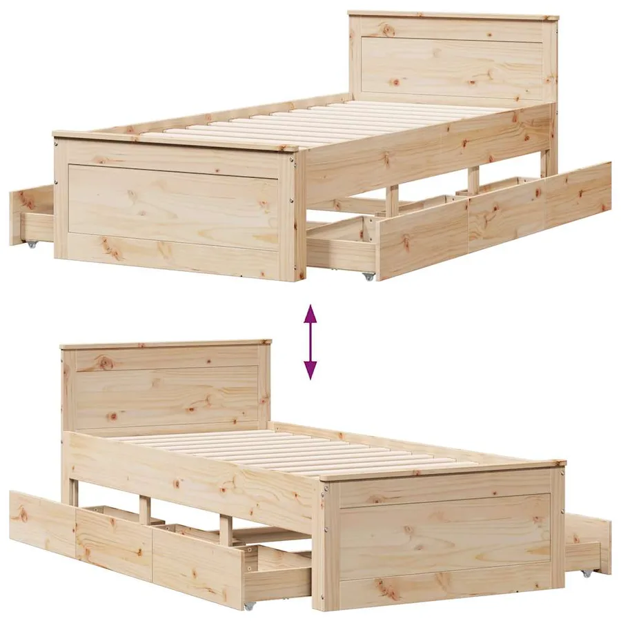 Cadre de lit sans matelas avec tête de lit 90x190 cm pin massif - 10