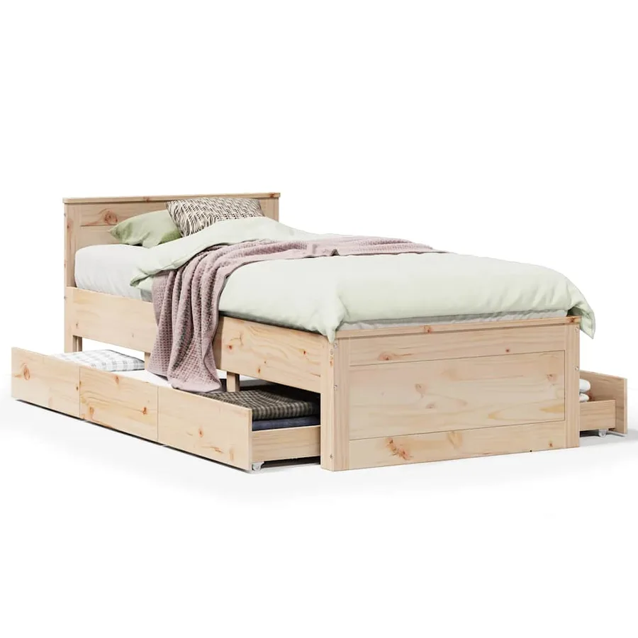Cadre de lit sans matelas avec tête de lit 90x190 cm pin massif - 2
