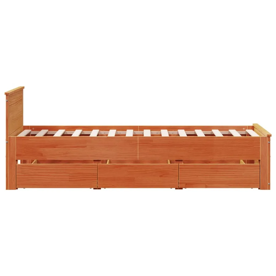 Cadre de lit sans matelas avec tête de lit 100x200 cm bois pin - 5