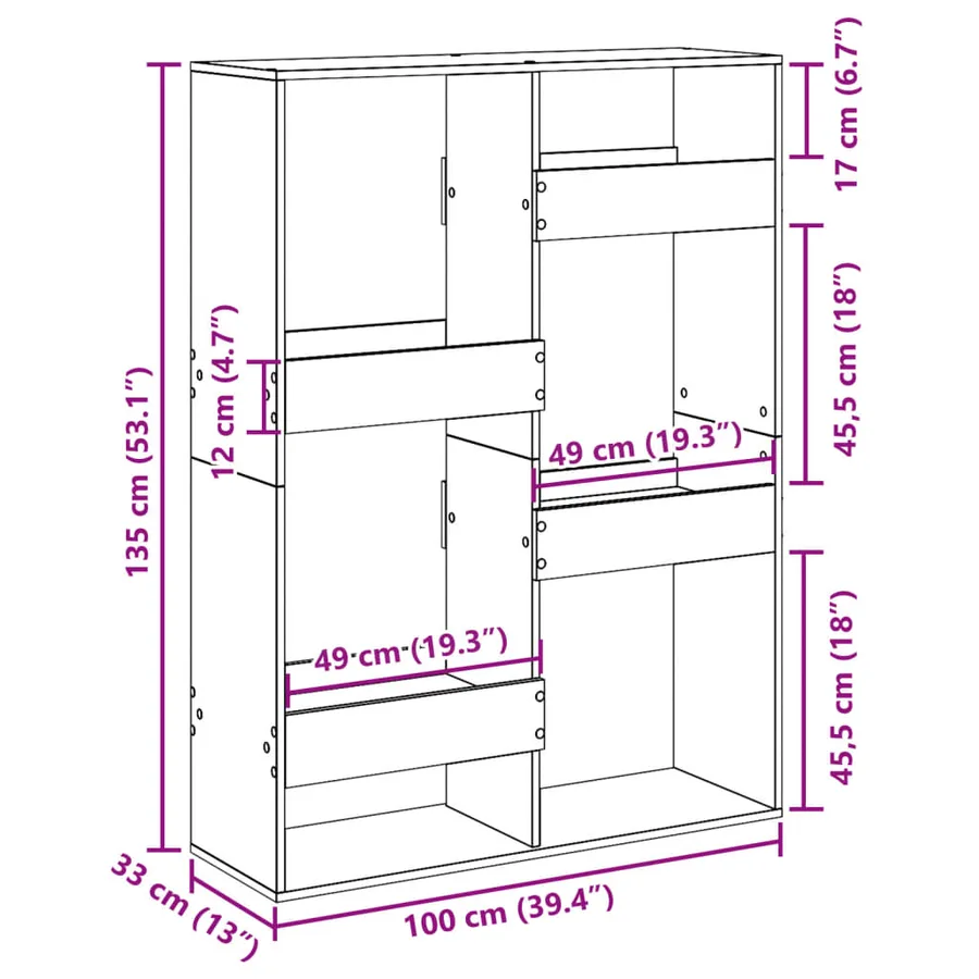 Cloison de séparation blanc 100x33x135 cm bois d'ingénierie - 9