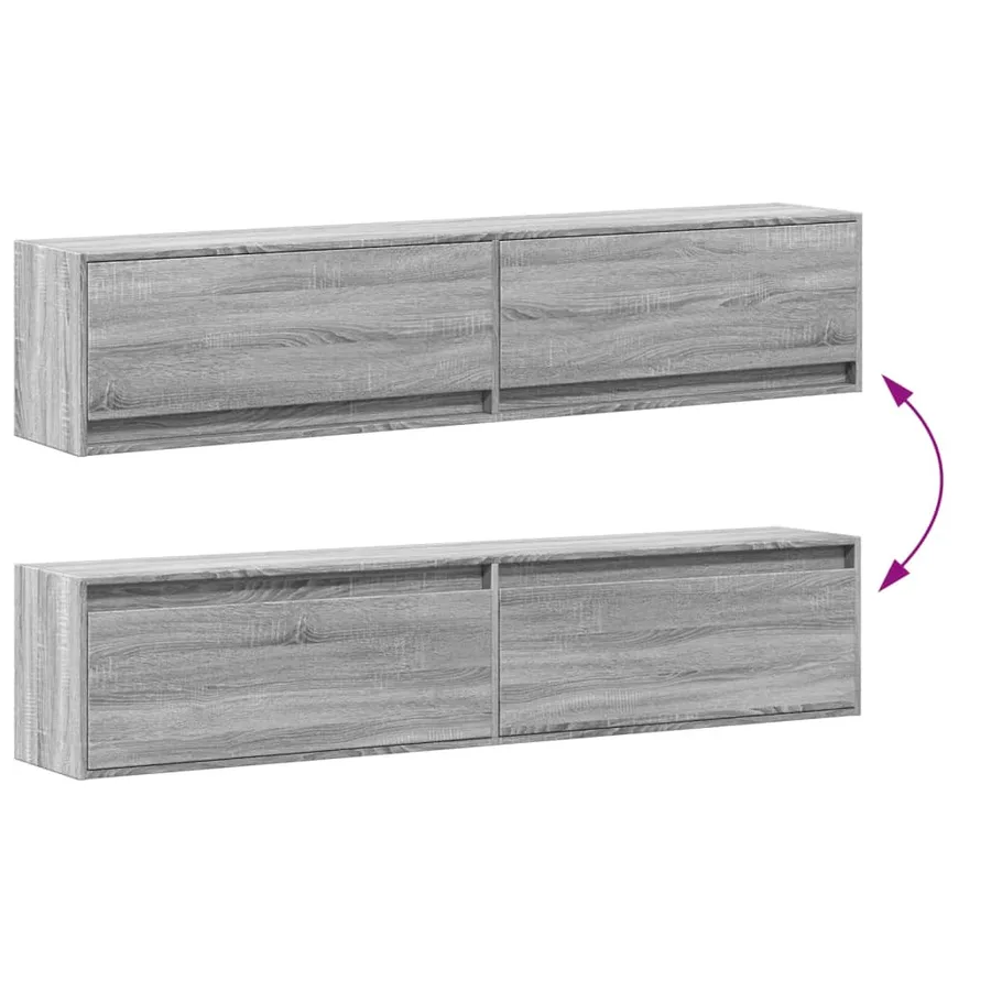 Meuble TV mural avec LED sonoma gris 180x31x38 cm - 10