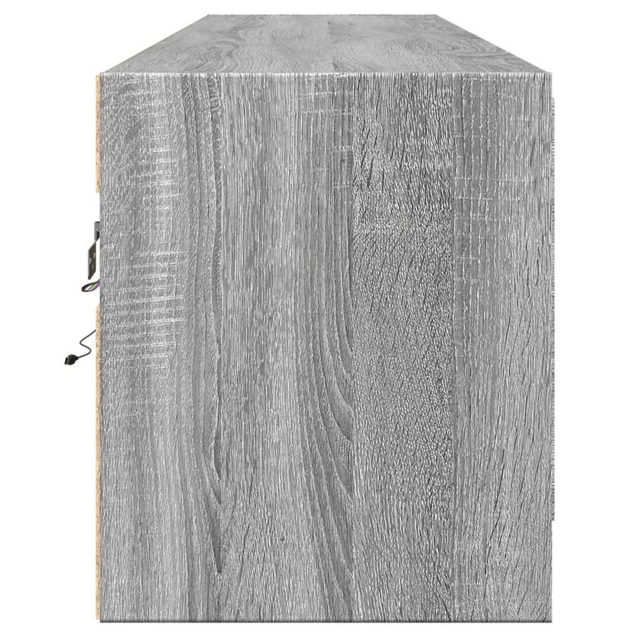 Meuble TV mural avec LED sonoma gris 180x31x38 cm - 7