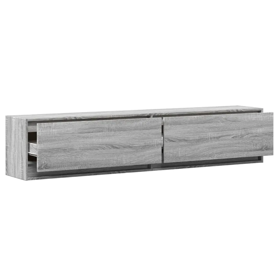 Meuble TV mural avec LED sonoma gris 180x31x38 cm - 9