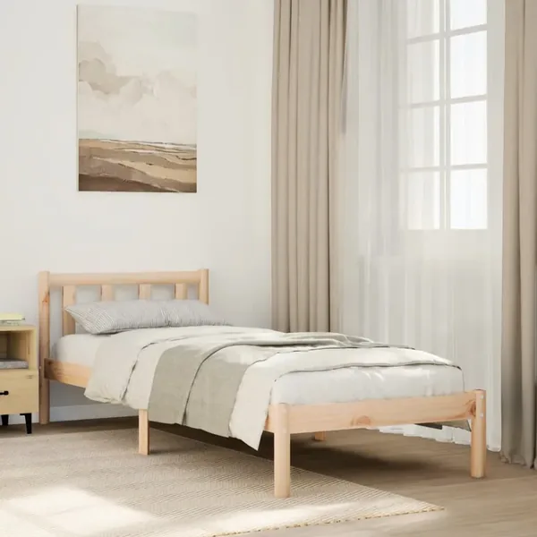 Cadre de lit extra long sans matelas 100x220 cm bois massif pin