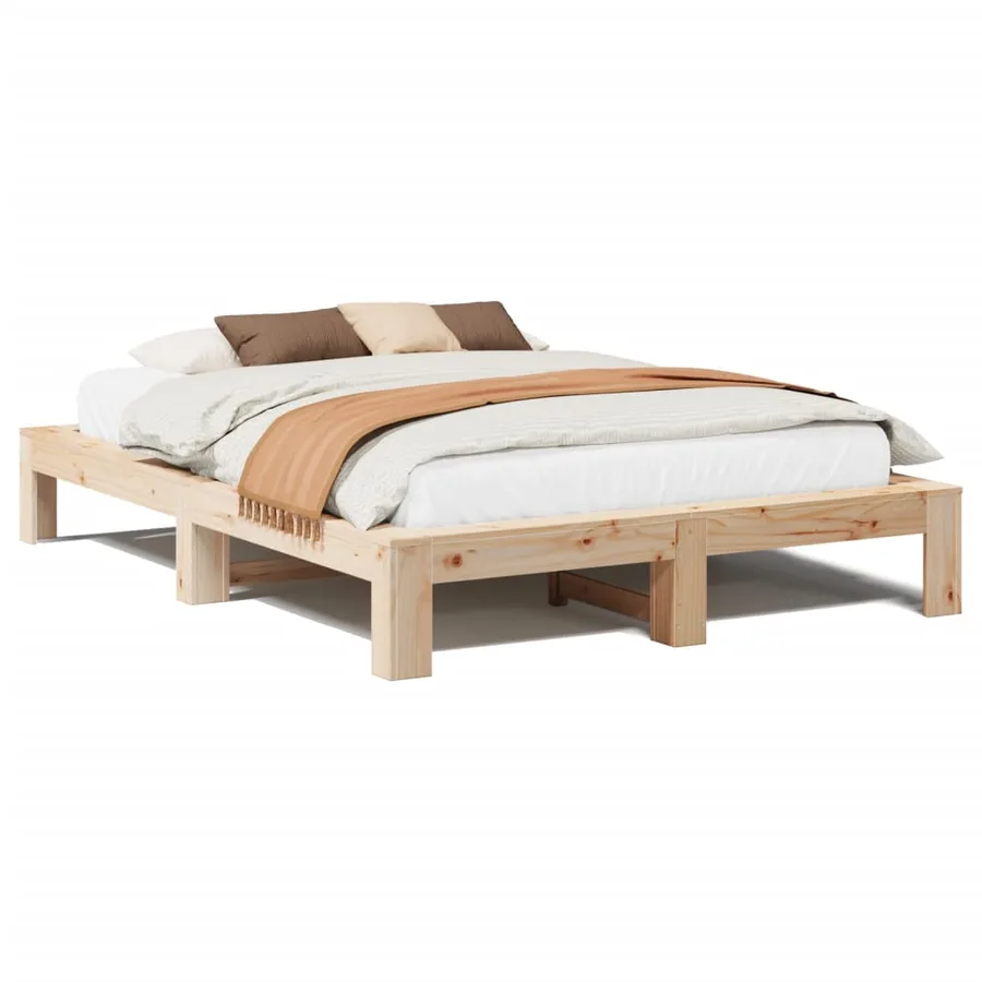 Cadre de lit sans matelas 140x190 cm bois de pin massif - 2