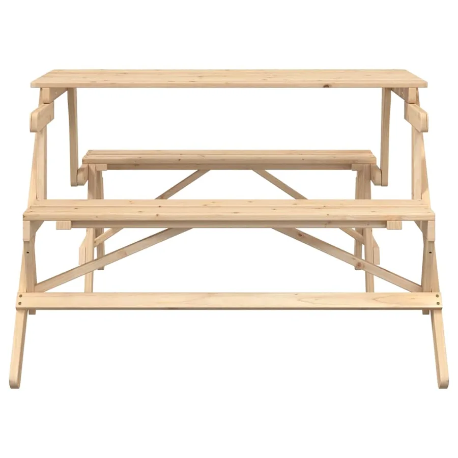 Table de pique-nique avec bancs sapin massif 2 en 1 convertible - 4