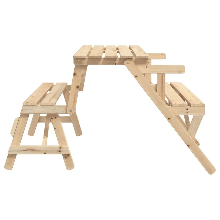 Table de pique-nique avec bancs sapin massif 2 en 1 convertible - 5