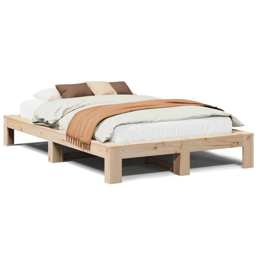 Cadre de lit sans matelas 120x190 cm bois de pin massif - 2