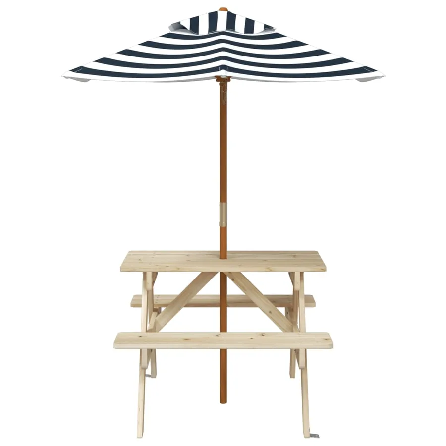 Table de pique-nique pour 4 enfants avec parasol bois de sapin - 3