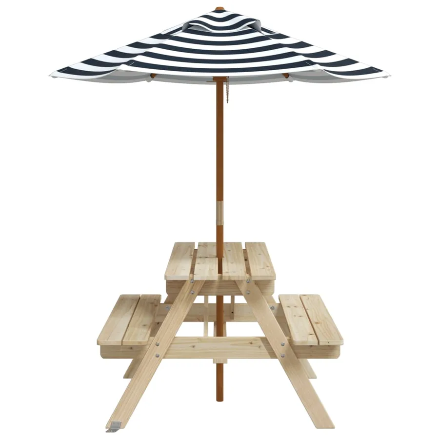 Table de pique-nique pour 4 enfants avec parasol bois de sapin - 4