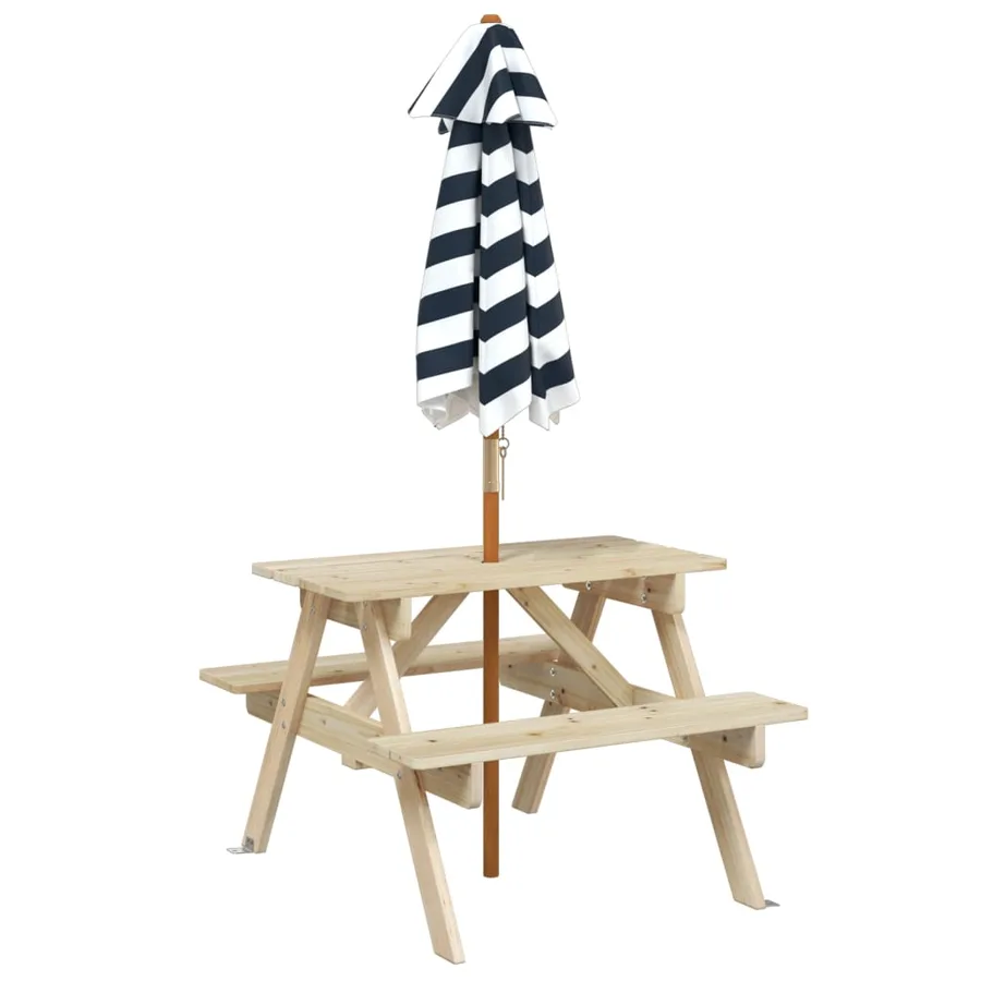 Table de pique-nique pour 4 enfants avec parasol bois de sapin - 6