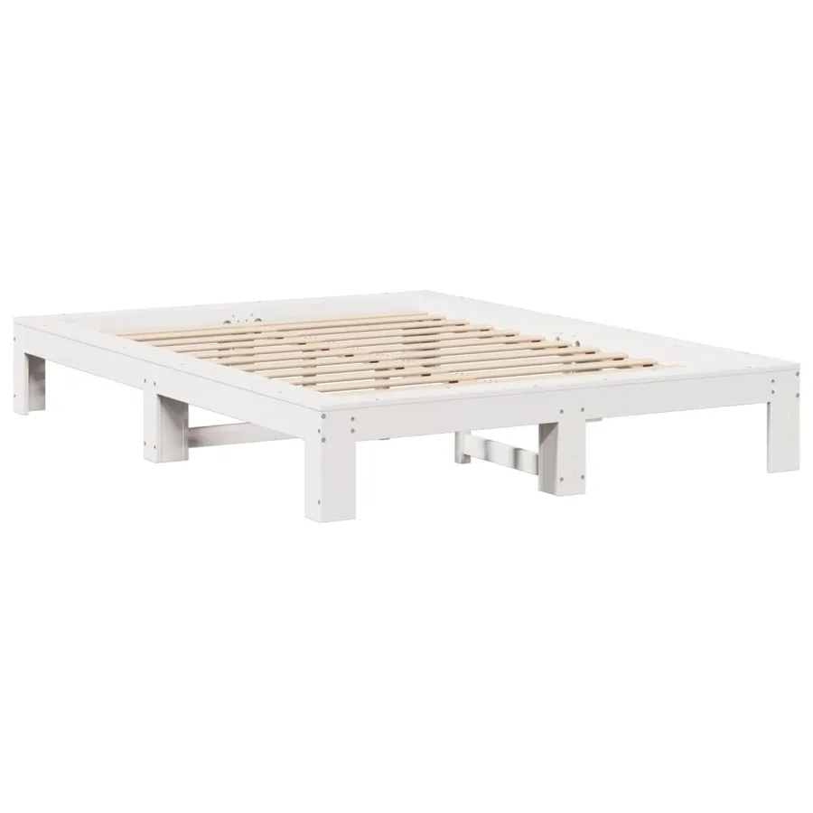 Cadre de lit sans matelas blanc 160x200 cm bois de pin massif - 3