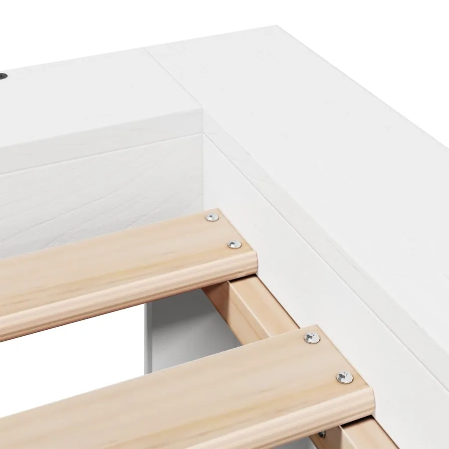Cadre de lit sans matelas blanc 160x200 cm bois de pin massif - 6