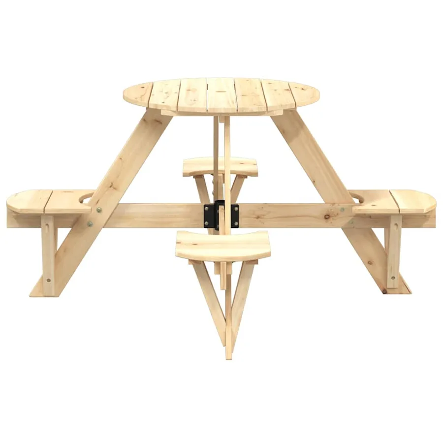 Table de pique-nique pour 4 enfants avec trou de parasol rond - 4