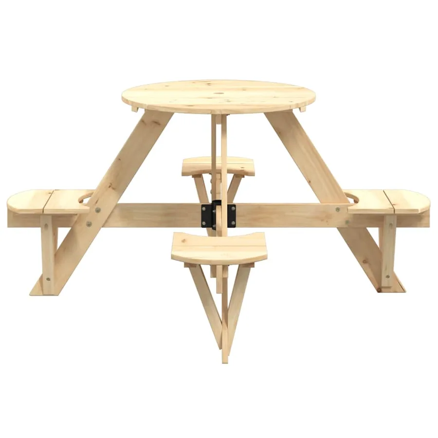 Table de pique-nique pour 4 enfants avec trou de parasol rond - 5