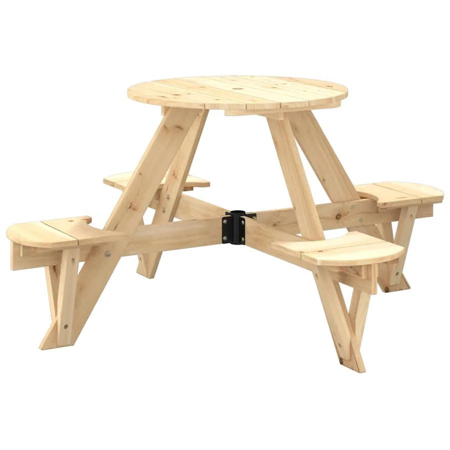 Table de pique-nique pour 4 enfants avec trou de parasol rond - 6