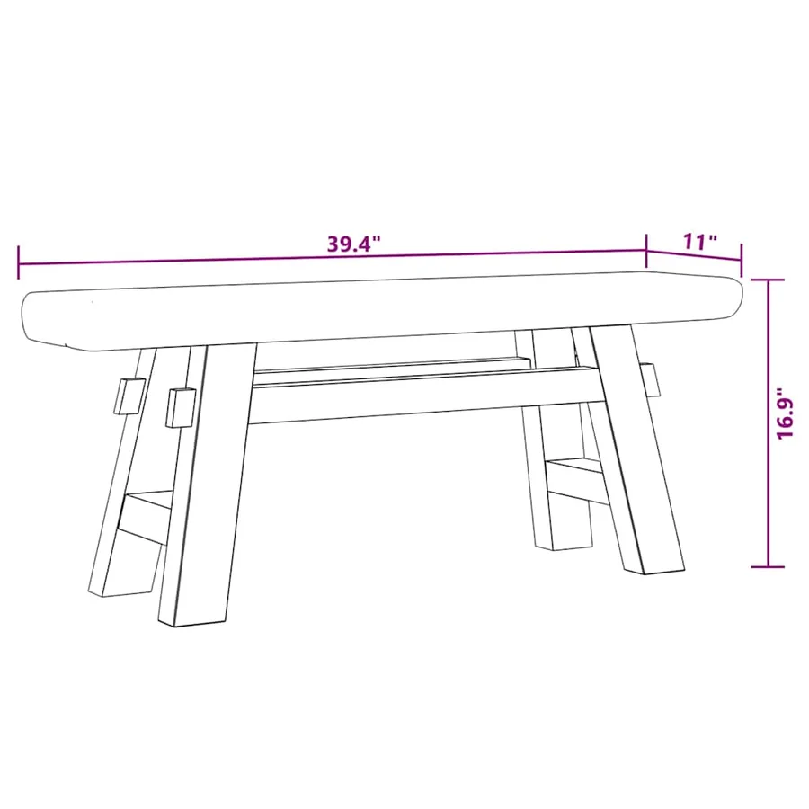 Banc bois de récupération mélangé et teck massif 100x28x43 cm - 10